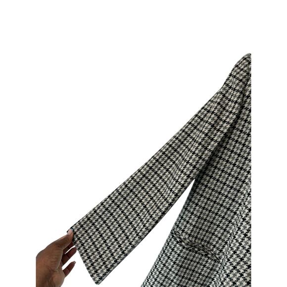 Vintage Gray White Houndstooth Academia Wool Blend Oversized Blazer Size 16 - Picture 8 of 12